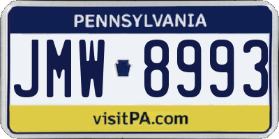 PA license plate JMW8993