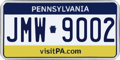 PA license plate JMW9002