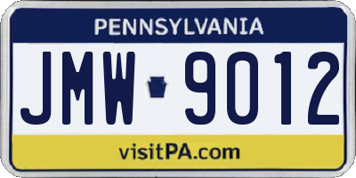 PA license plate JMW9012