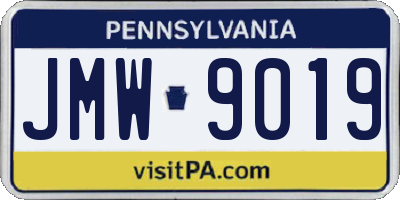 PA license plate JMW9019