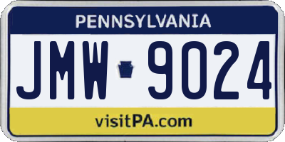 PA license plate JMW9024