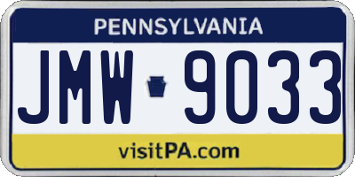 PA license plate JMW9033