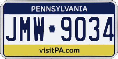 PA license plate JMW9034