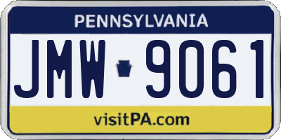 PA license plate JMW9061