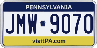 PA license plate JMW9070