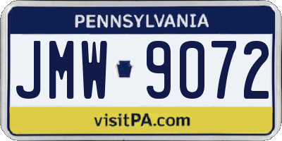 PA license plate JMW9072