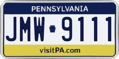 PA license plate JMW9111