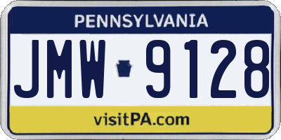 PA license plate JMW9128
