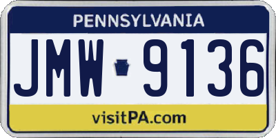 PA license plate JMW9136