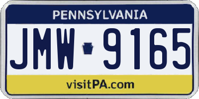 PA license plate JMW9165