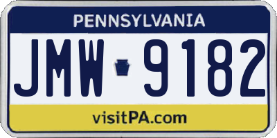 PA license plate JMW9182