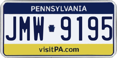 PA license plate JMW9195