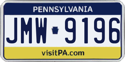 PA license plate JMW9196