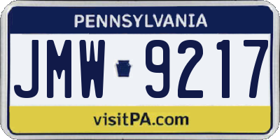 PA license plate JMW9217