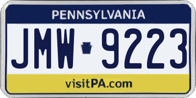 PA license plate JMW9223