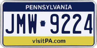 PA license plate JMW9224