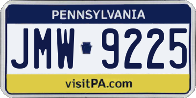 PA license plate JMW9225
