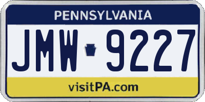 PA license plate JMW9227