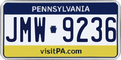 PA license plate JMW9236