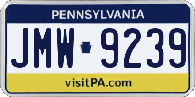 PA license plate JMW9239