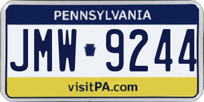 PA license plate JMW9244