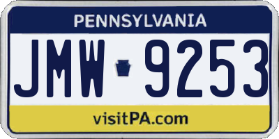 PA license plate JMW9253