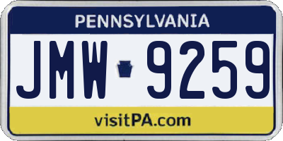 PA license plate JMW9259