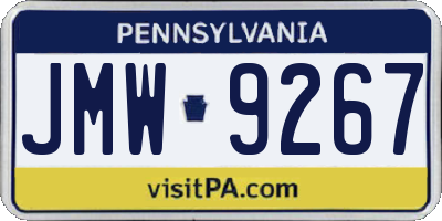 PA license plate JMW9267