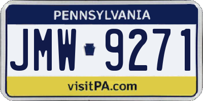 PA license plate JMW9271