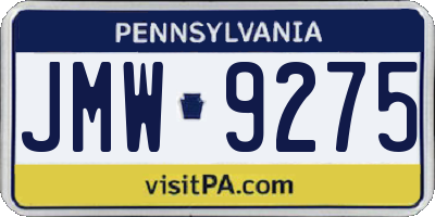 PA license plate JMW9275