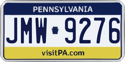 PA license plate JMW9276