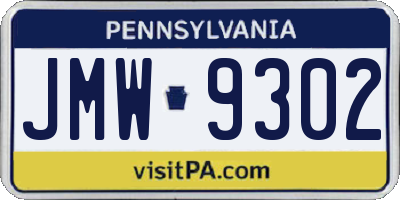 PA license plate JMW9302