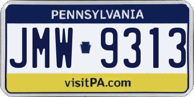 PA license plate JMW9313