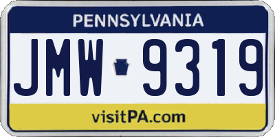 PA license plate JMW9319