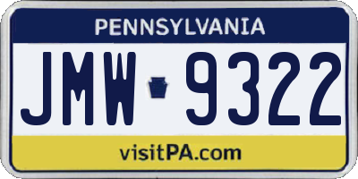 PA license plate JMW9322