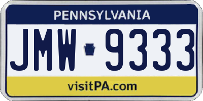 PA license plate JMW9333