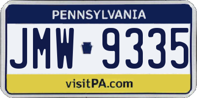 PA license plate JMW9335