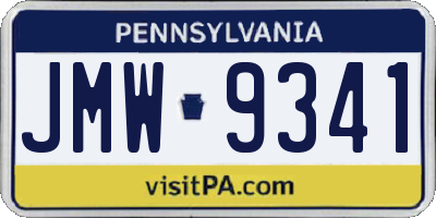 PA license plate JMW9341