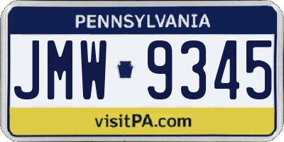 PA license plate JMW9345