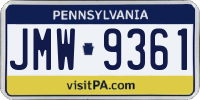 PA license plate JMW9361