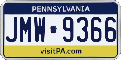 PA license plate JMW9366