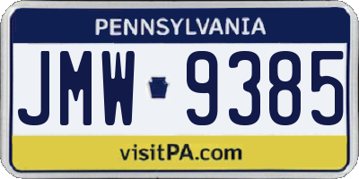 PA license plate JMW9385
