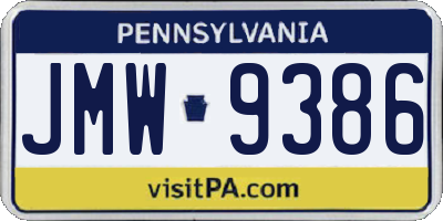 PA license plate JMW9386