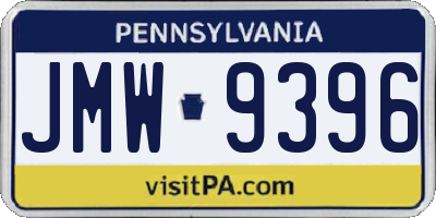 PA license plate JMW9396