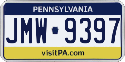 PA license plate JMW9397