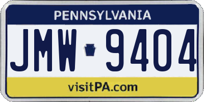 PA license plate JMW9404