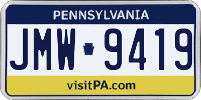 PA license plate JMW9419