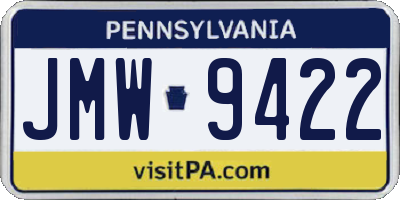 PA license plate JMW9422