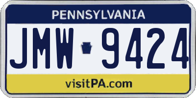 PA license plate JMW9424