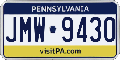 PA license plate JMW9430